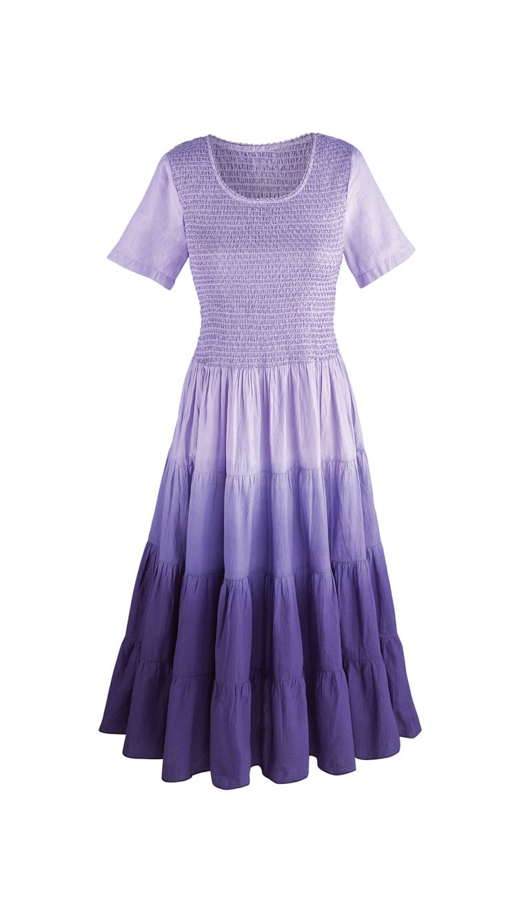 Women's Purple Rainbow Ombre Dress - Short Sleeves Full Skirt - Walmart.com